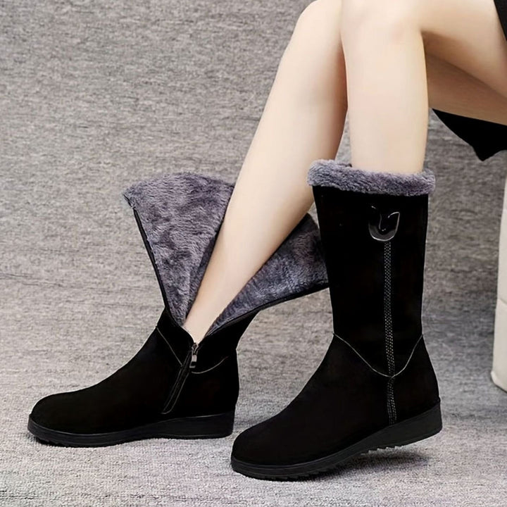 Aria | Women's Faux-Fur Cuffed Slip-On Mid-Calf Snow Boots