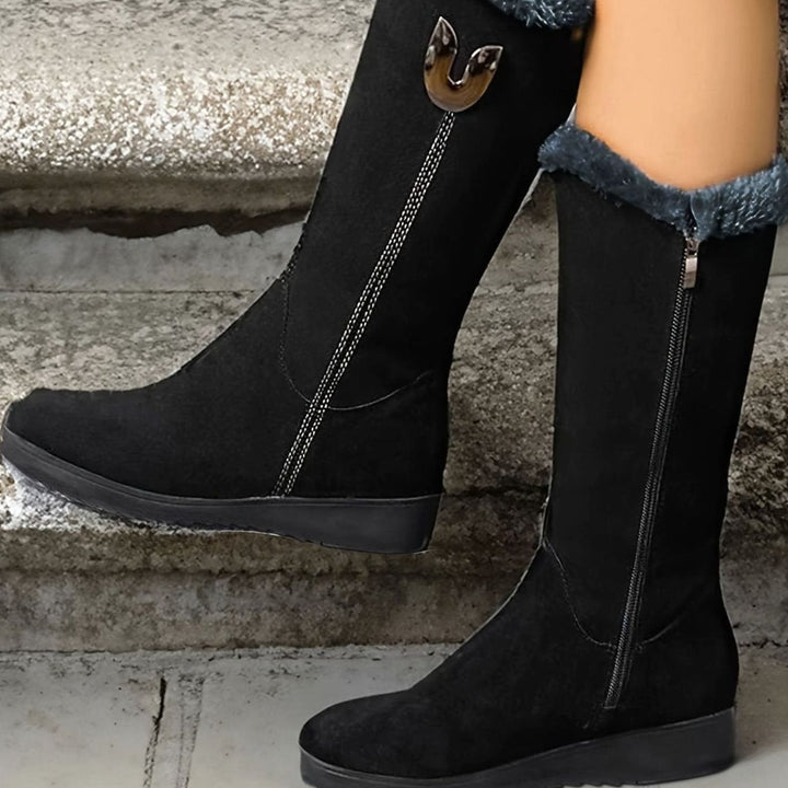 Aria | Women's Faux-Fur Cuffed Slip-On Mid-Calf Snow Boots