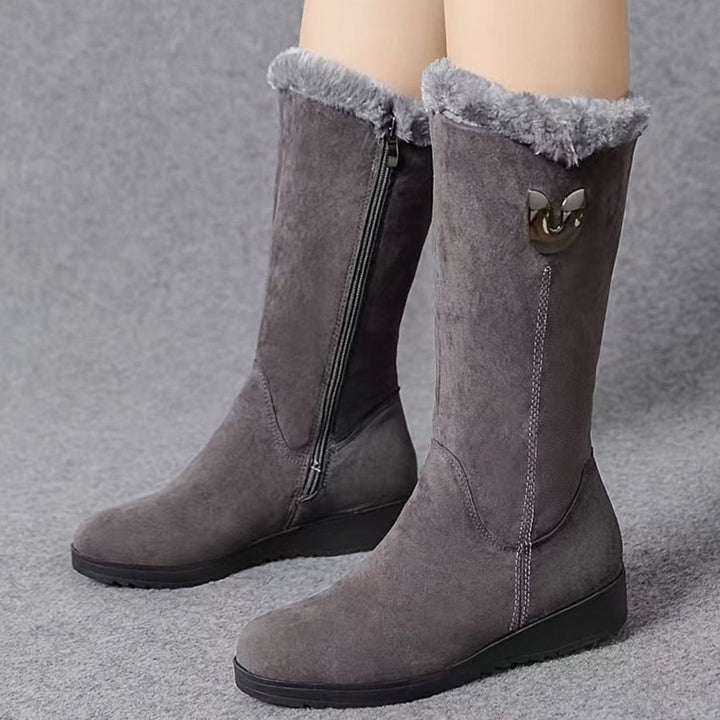 Aria | Women's Faux-Fur Cuffed Slip-On Mid-Calf Snow Boots