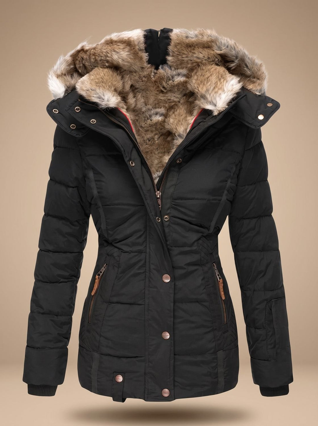 Evelyn | Women's Faux-Fur Hooded Quilted Puffer Winter Coat