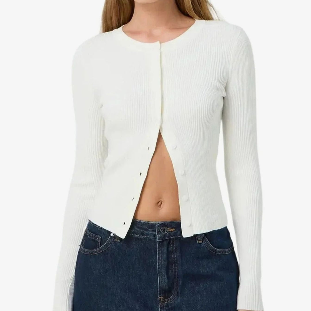 Victoria | Women's Fitted Ribbed Cropped Cardigan