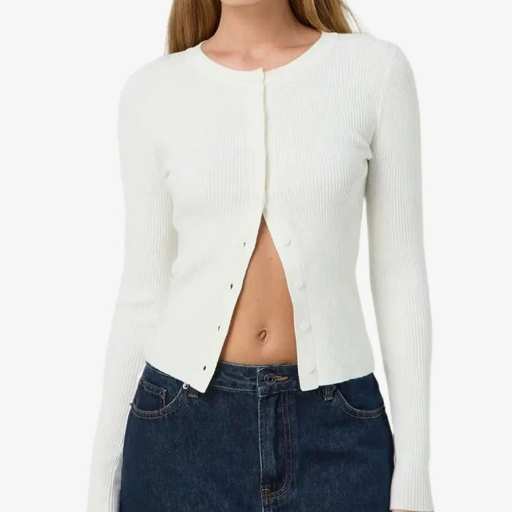 Victoria | Women's Fitted Ribbed Cropped Cardigan