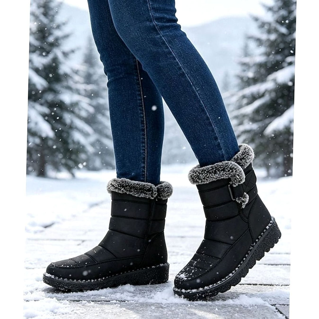 Sophia | Women's Fur-Trimmed Quilted Snow Boots Grip Sole