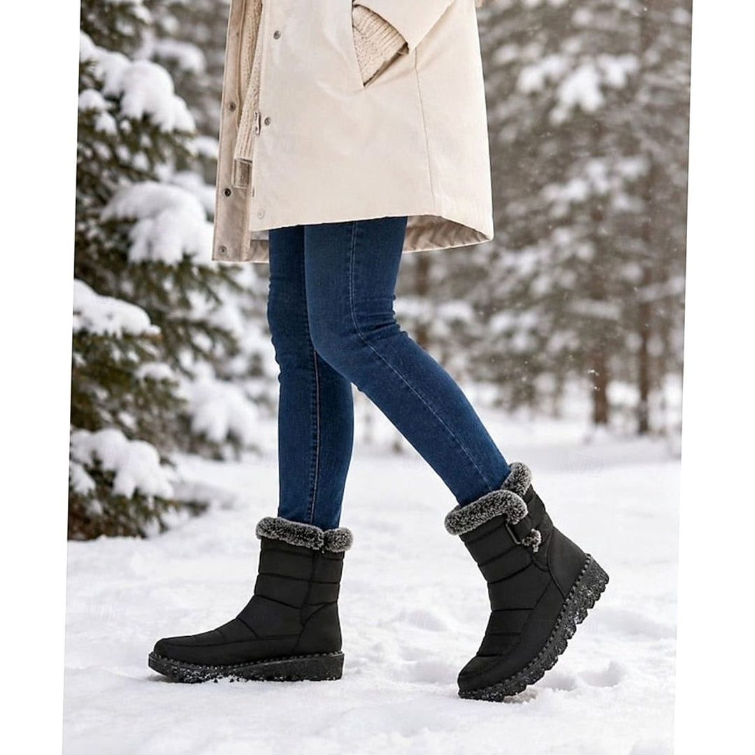 Sophia | Women's Fur-Trimmed Quilted Snow Boots Grip Sole