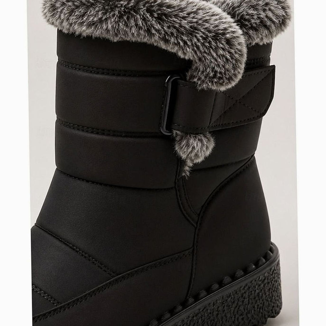 Sophia | Women's Fur-Trimmed Quilted Snow Boots Grip Sole