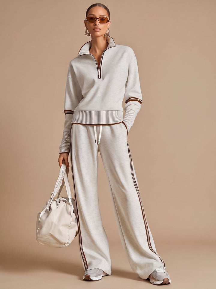 Charlotte | Women's Half-Zip Wide Leg Pants Set Two Piece Lounge Outfit