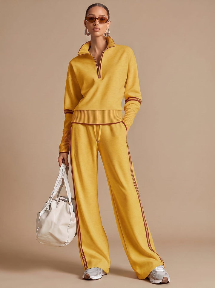 Charlotte | Women's Half-Zip Wide Leg Pants Set Two Piece Lounge Outfit
