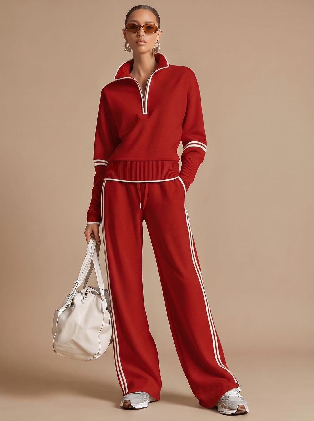 Charlotte | Women's Half-Zip Wide Leg Pants Set Two Piece Lounge Outfit