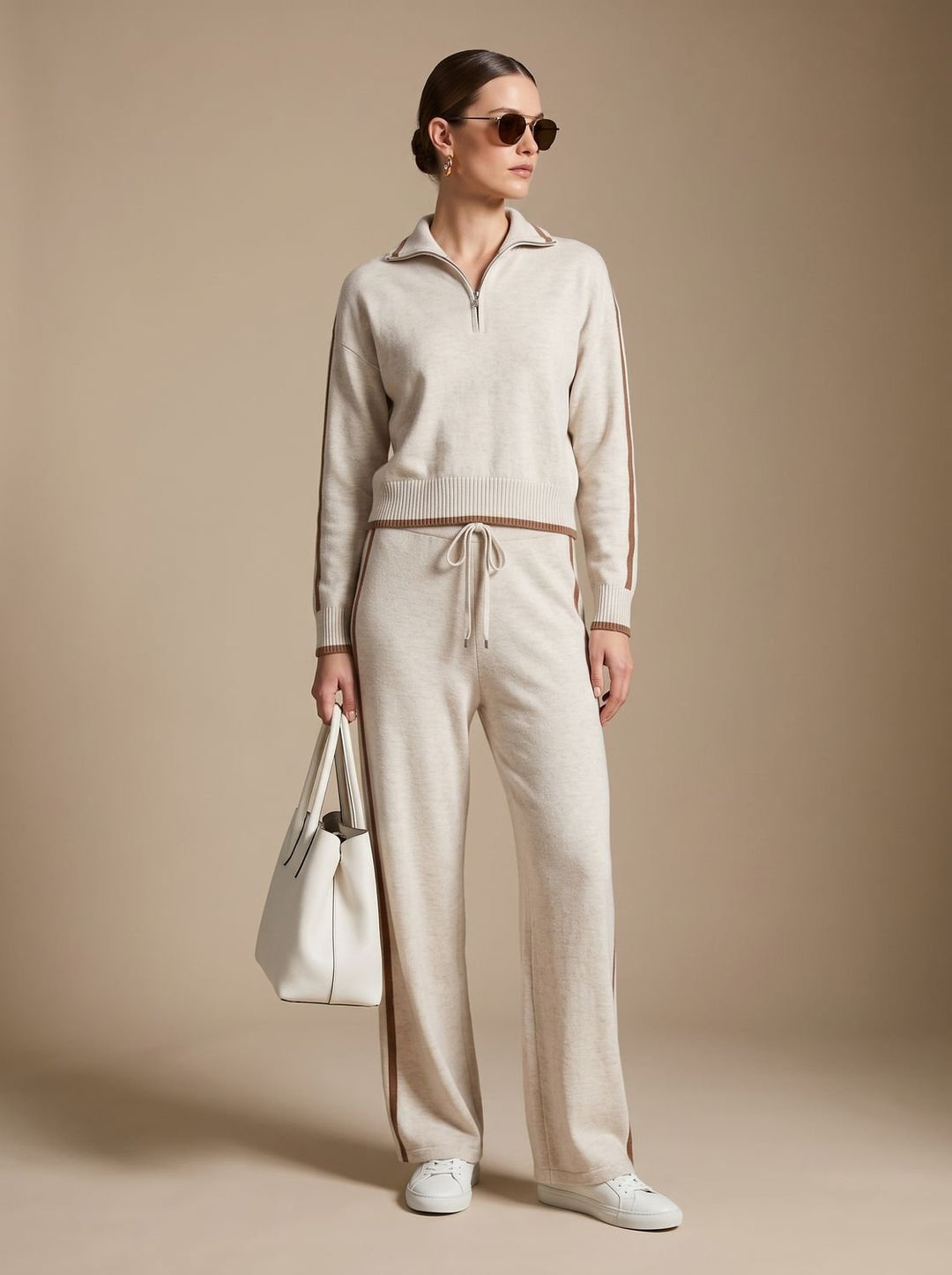 Charlotte | Women's Half-Zip Wide Leg Pants Set Two Piece Lounge Outfit