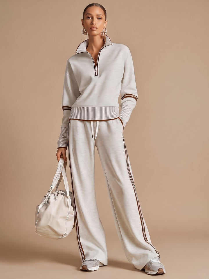 Charlotte | Women's Half-Zip Wide Leg Pants Set Two Piece Lounge Outfit