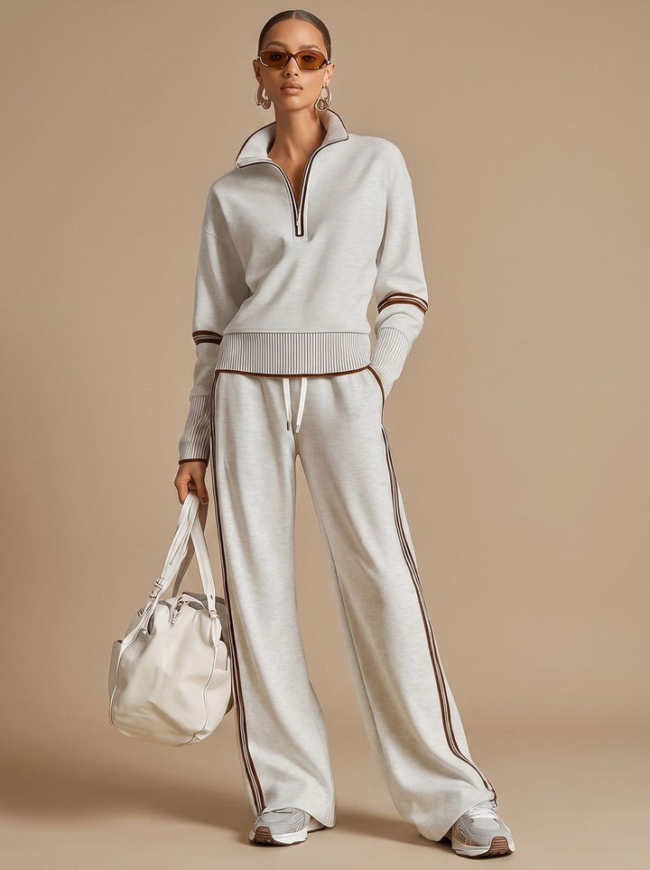 Charlotte | Women's Half-Zip Wide Leg Pants Set Two Piece Lounge Outfit