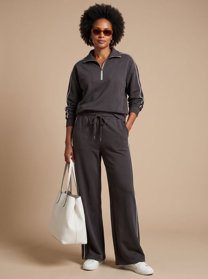 Charlotte | Women's Half-Zip Wide Leg Pants Set Two Piece Lounge Outfit