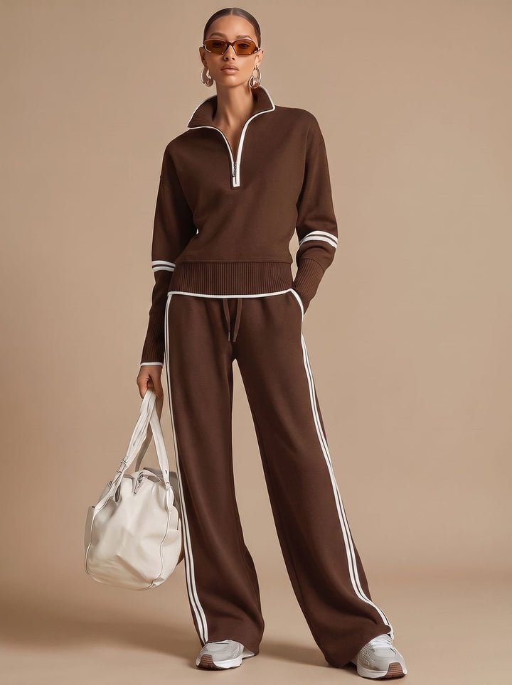 Charlotte | Women's Half-Zip Wide Leg Pants Set Two Piece Lounge Outfit