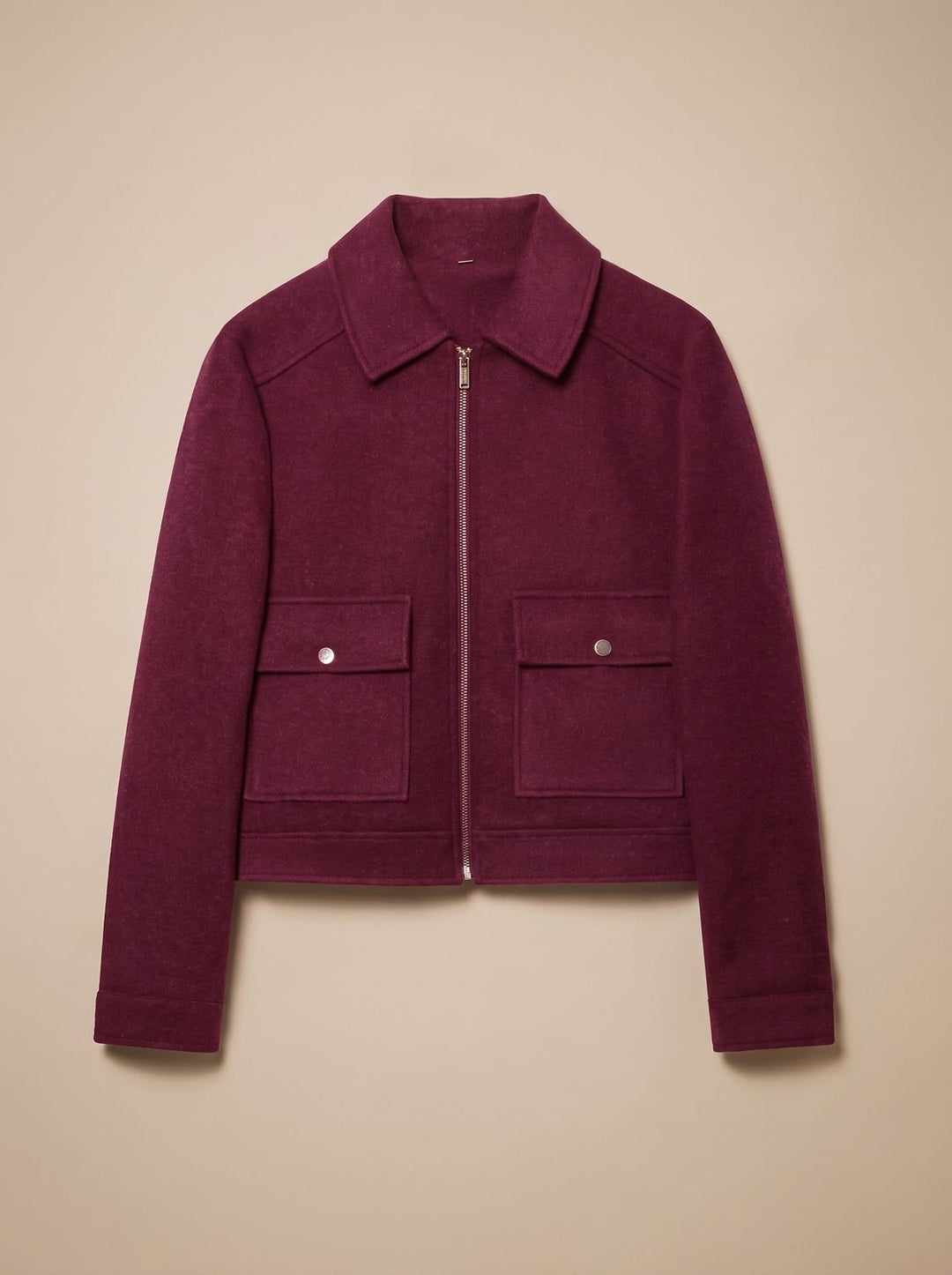 Victoria | Women's High Neck Wool Blend Stand Collar Button-Front Short Coat