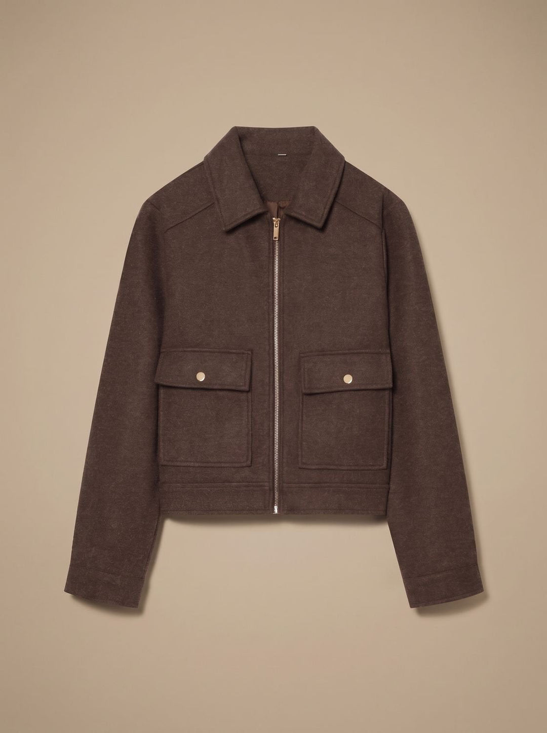 Victoria | Women's High Neck Wool Blend Stand Collar Button-Front Short Coat