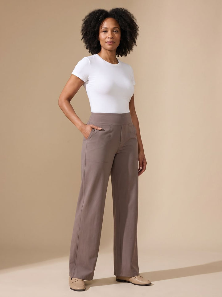 Victoria | Women's High-Waist Wide-Leg Stretch Pants Pockets