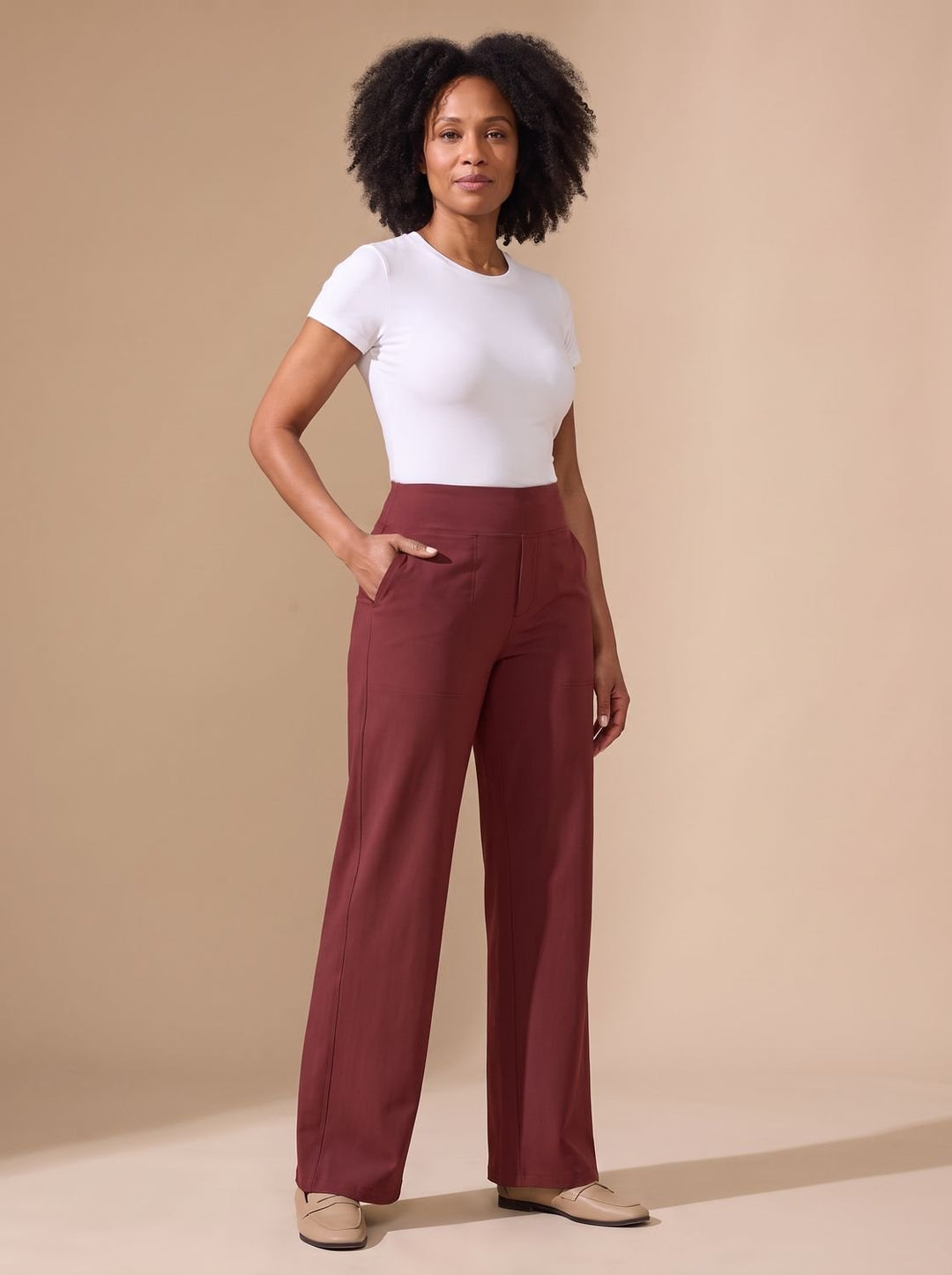 Victoria | Women's High-Waist Wide-Leg Stretch Pants Pockets