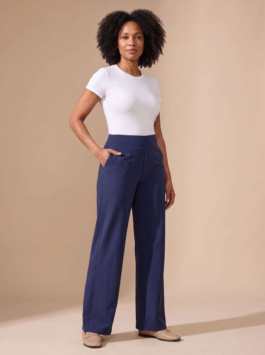 Victoria | Women's High-Waist Wide-Leg Stretch Pants Pockets
