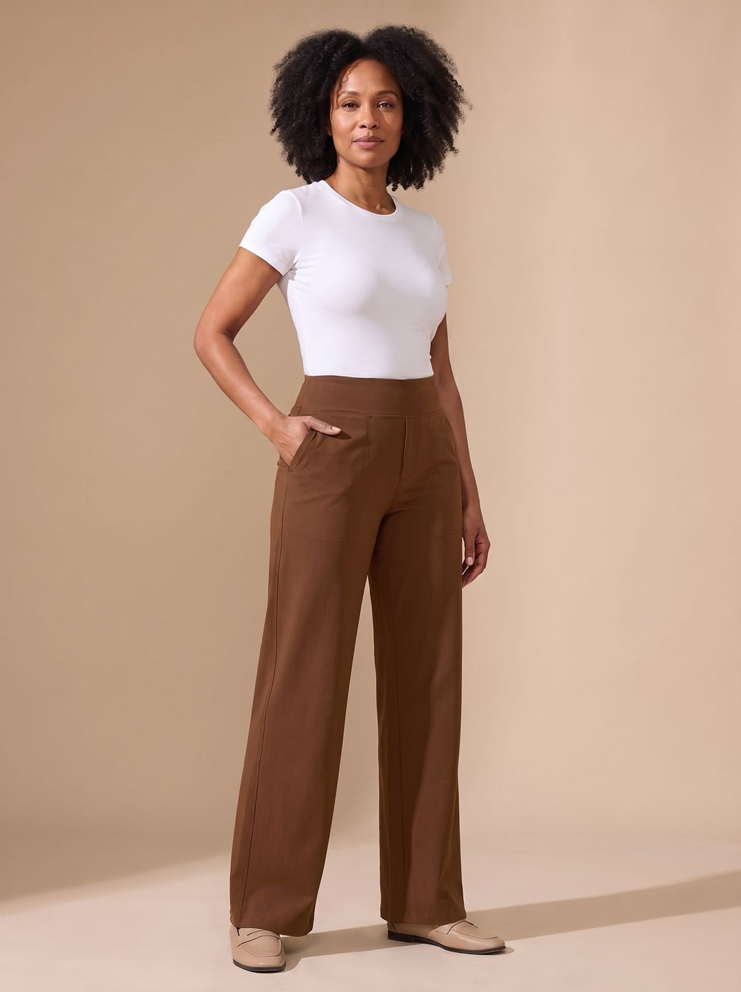 Victoria | Women's High-Waist Wide-Leg Stretch Pants Pockets