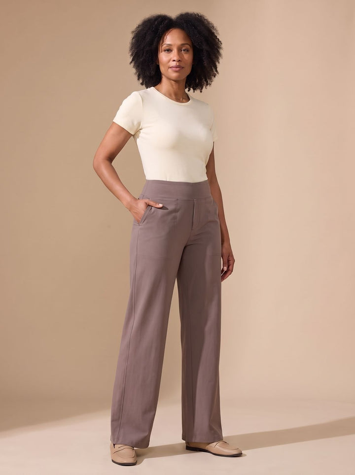 Victoria | Women's High-Waist Wide-Leg Stretch Pants Pockets