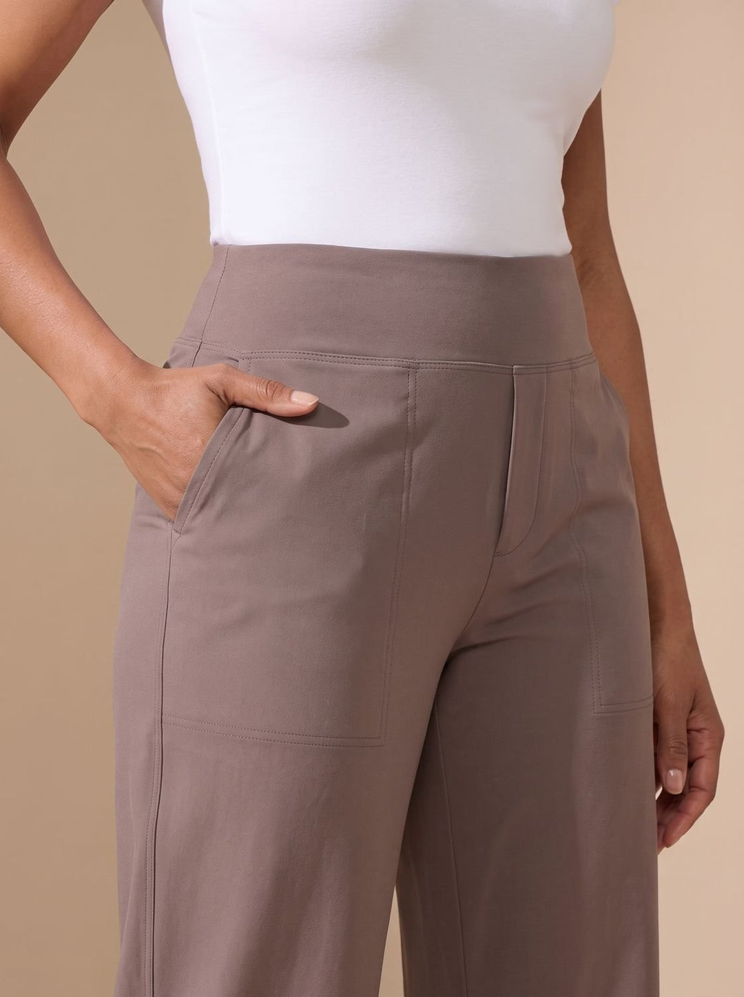Victoria | Women's High-Waist Wide-Leg Stretch Pants Pockets