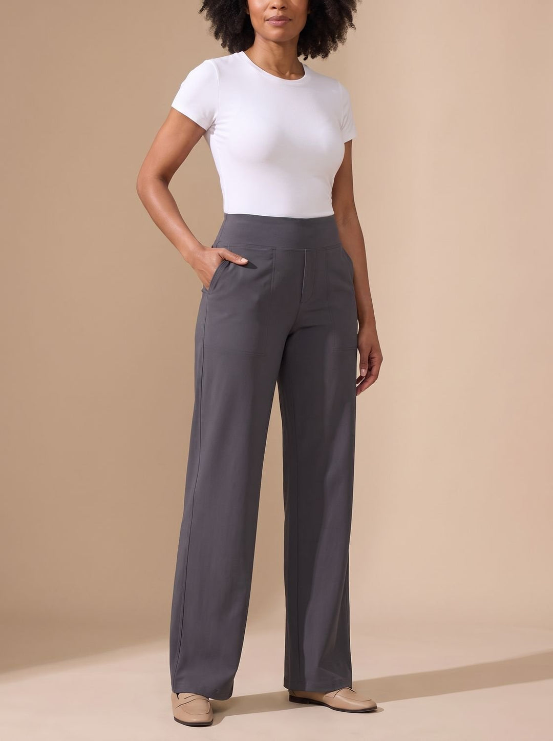 Victoria | Women's High-Waist Wide-Leg Stretch Pants Pockets
