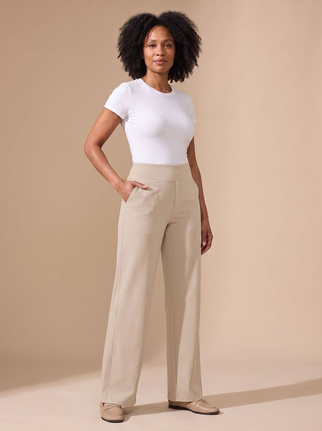 Victoria | Women's High-Waist Wide-Leg Stretch Pants Pockets