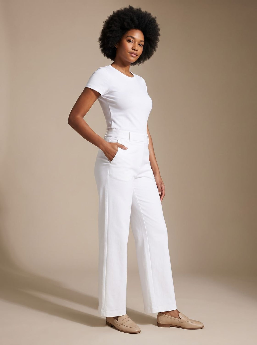 Victoria | Women's High-Waist Wide-Leg Stretch Pants Pockets