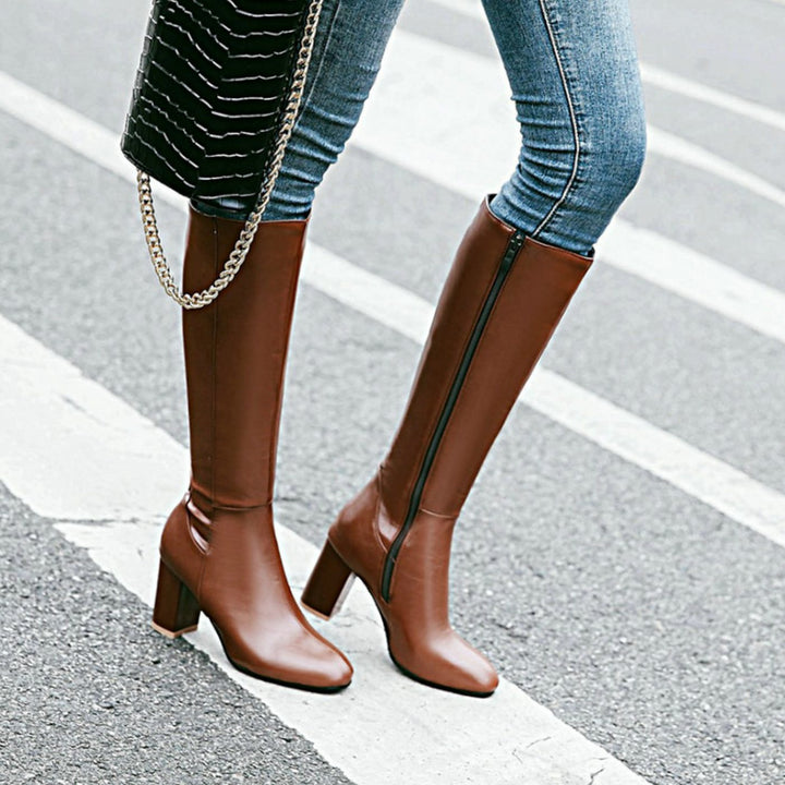 Harper | Women's Knee-High Block Heel Side-Zip Knee Boots