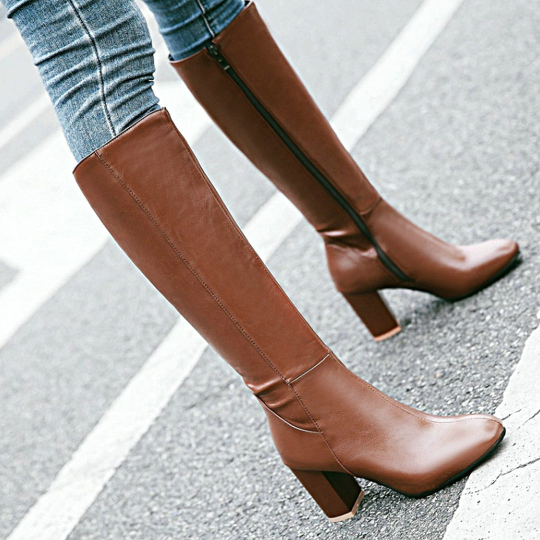 Harper | Women's Knee-High Block Heel Side-Zip Knee Boots