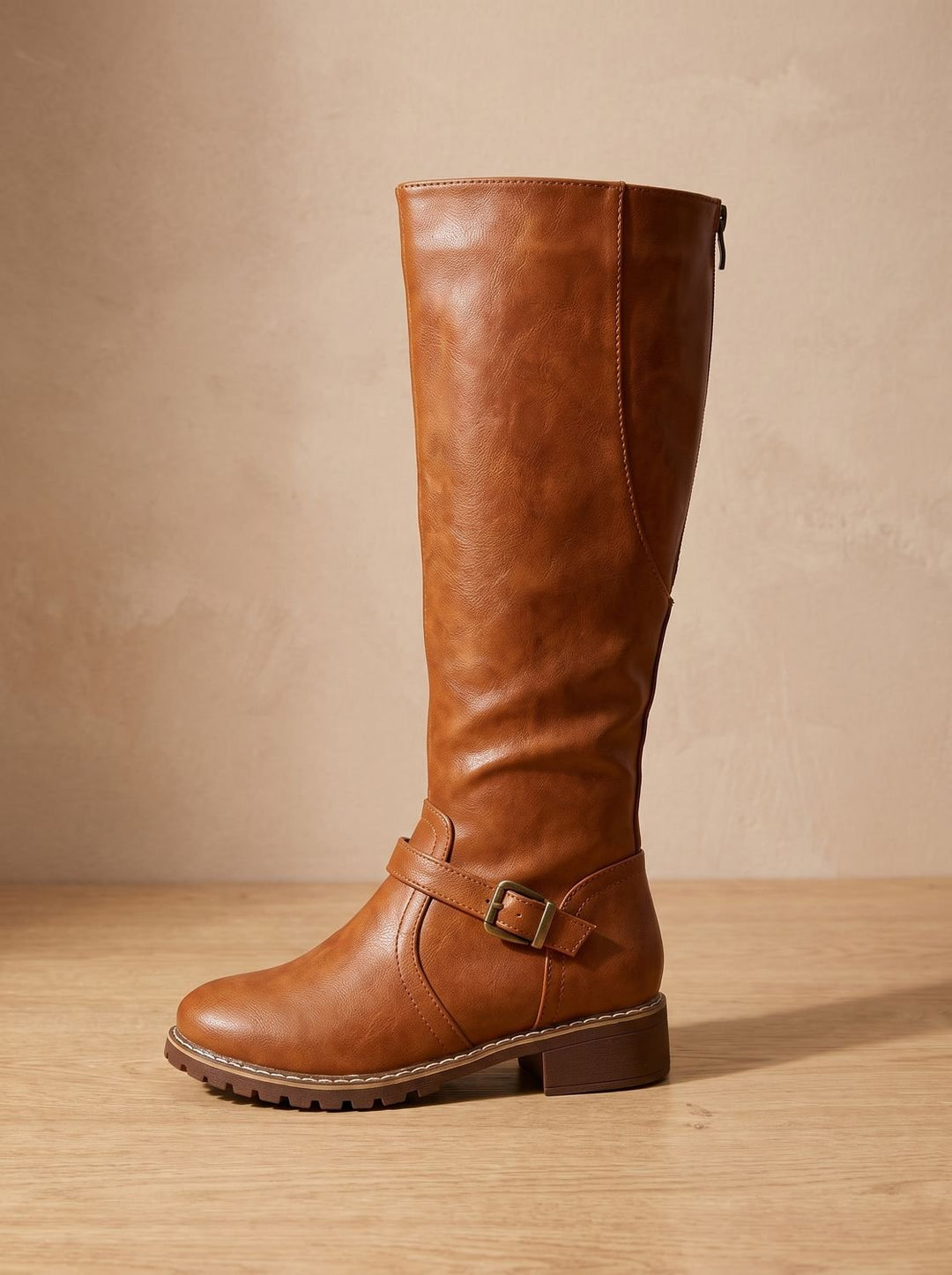 Eleanor | Women's Knee-High Buckle-Strap Block Heel Riding Boots