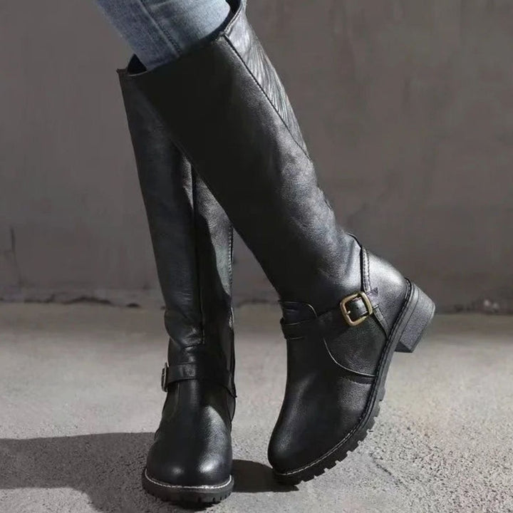 Sophia | Women's Knee-High Buckle-Strap Orthopedic Leather Boots