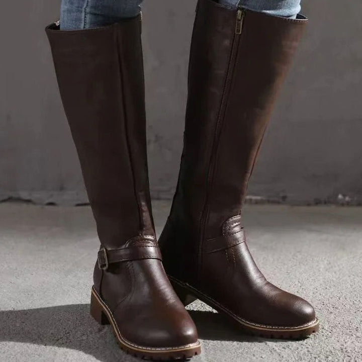 Sophia | Women's Knee-High Buckle-Strap Orthopedic Leather Boots