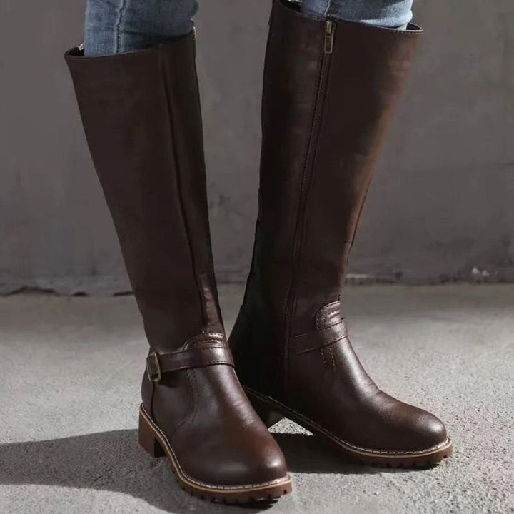 Scarlett | Women's Knee-High Buckle-Strap Orthopedic Leather Boots