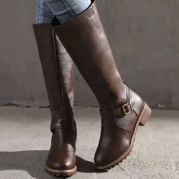 Sophia | Women's Knee-High Buckle-Strap Orthopedic Leather Boots