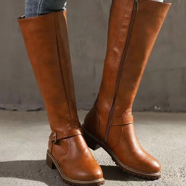 Sophia | Women's Knee-High Buckle-Strap Orthopedic Leather Boots