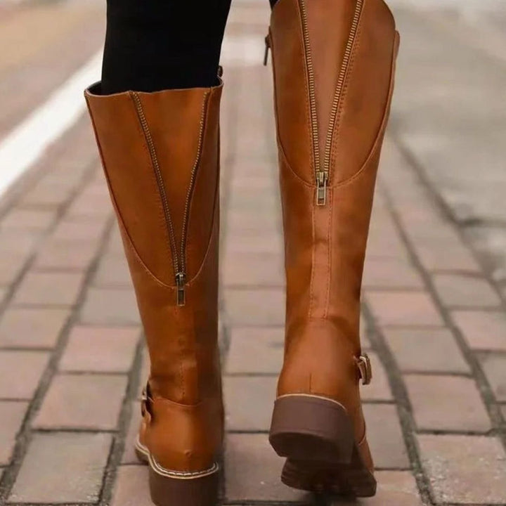 Sophia | Women's Knee-High Buckle-Strap Orthopedic Leather Boots