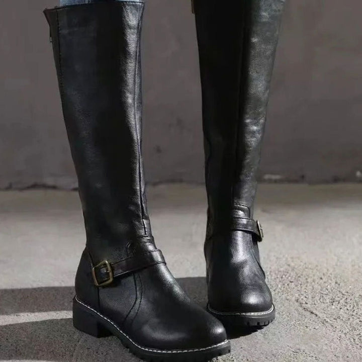 Sophia | Women's Knee-High Buckle-Strap Orthopedic Leather Boots
