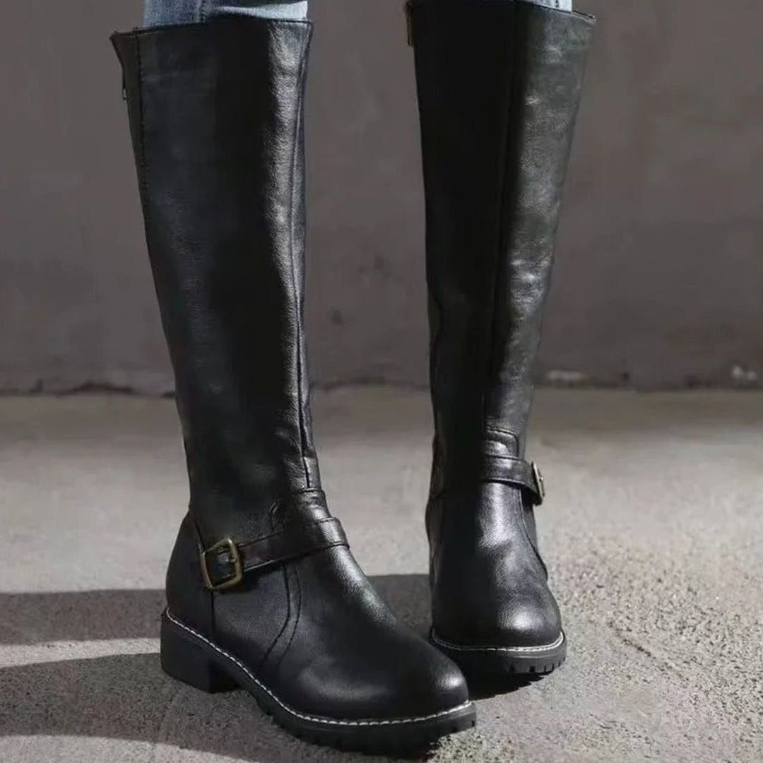 Scarlett | Women's Knee-High Buckle-Strap Orthopedic Leather Boots