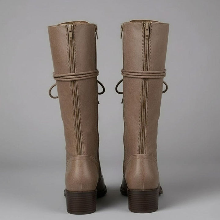 Layla | Women's Lace-Up Block Heel Studded Knee-High Boots