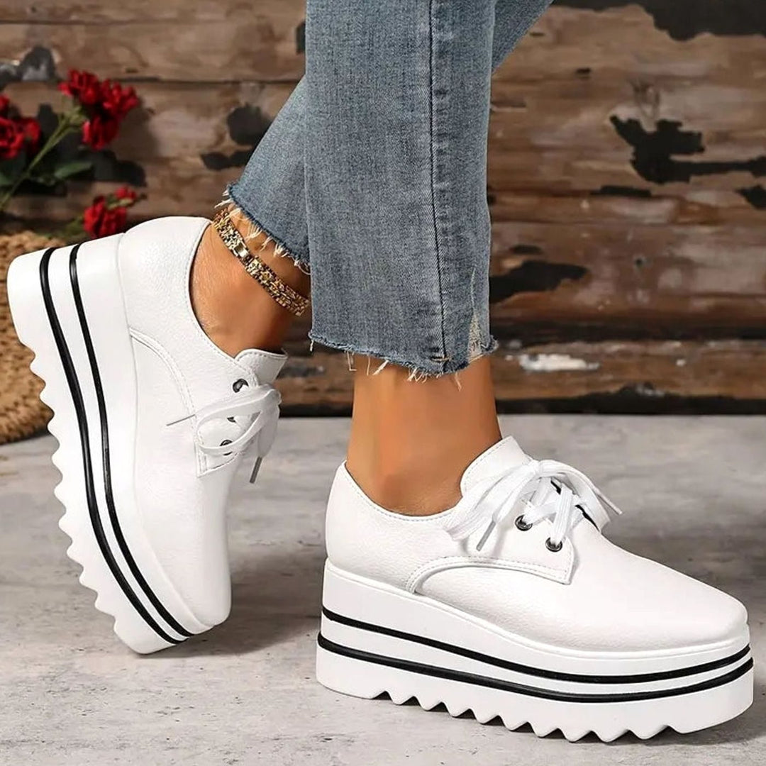 Camila | Women's Lace-Up Platform Oxford Sneakers Square Toe