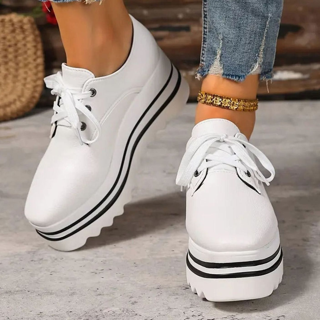 Camila | Women's Lace-Up Platform Oxford Sneakers Square Toe