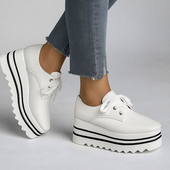 Camila | Women's Lace-Up Platform Oxford Sneakers Square Toe