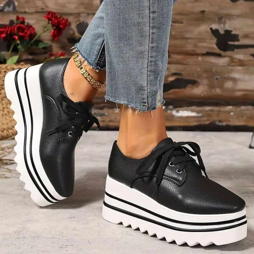 Camila | Women's Lace-Up Platform Oxford Sneakers Square Toe