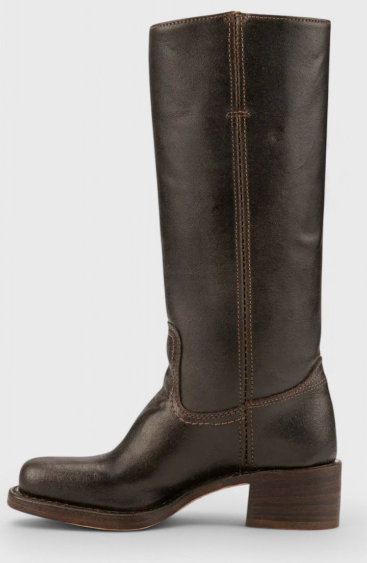 Penelope | Women's Leather Stacked-Heel Knee-High Boots