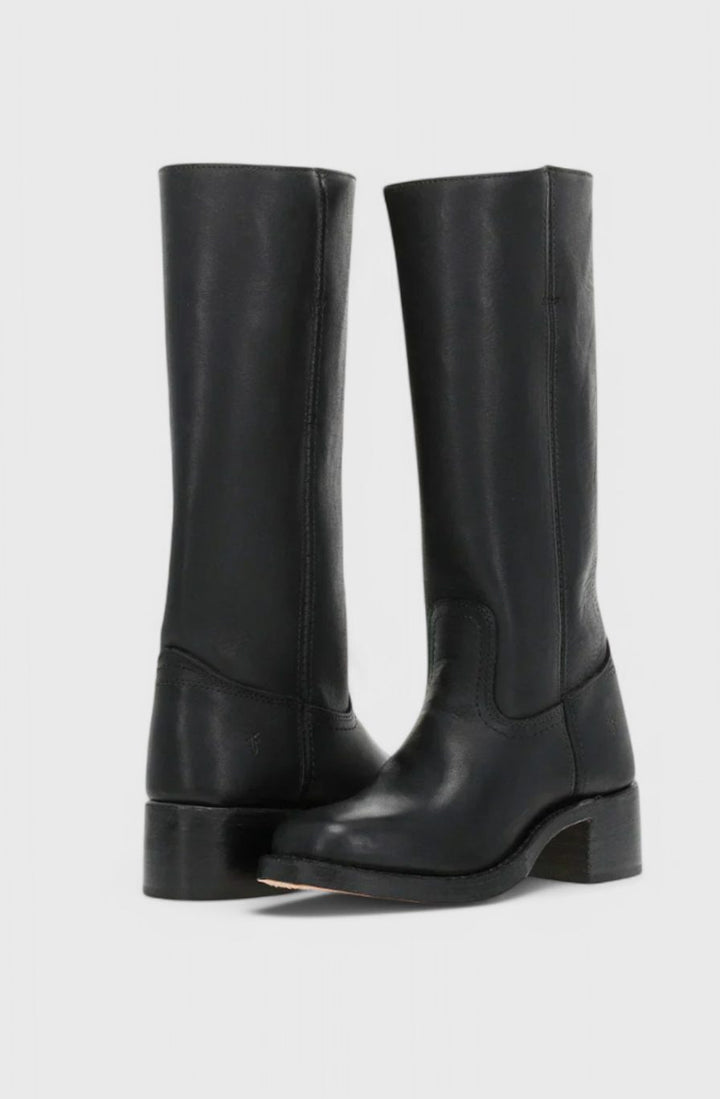 Penelope | Women's Leather Stacked-Heel Knee-High Boots