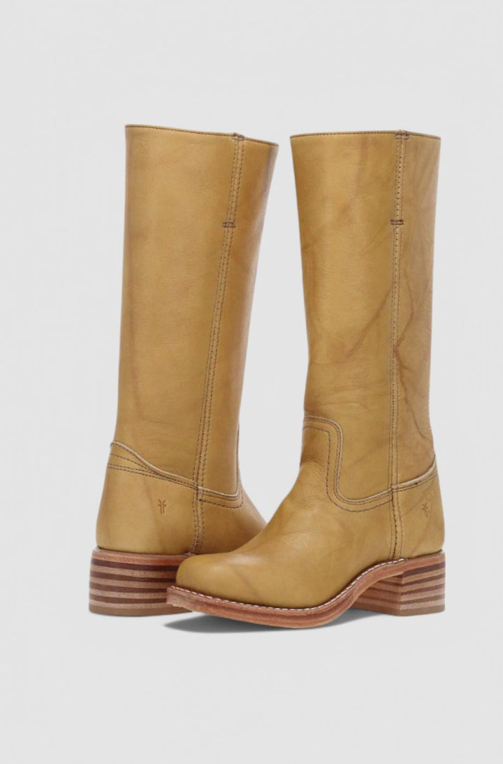 Penelope | Women's Leather Stacked-Heel Knee-High Boots