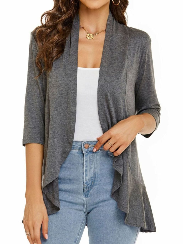 Grace | Women's Lightweight Open-Front 3/4 Sleeve Draped Cardigan