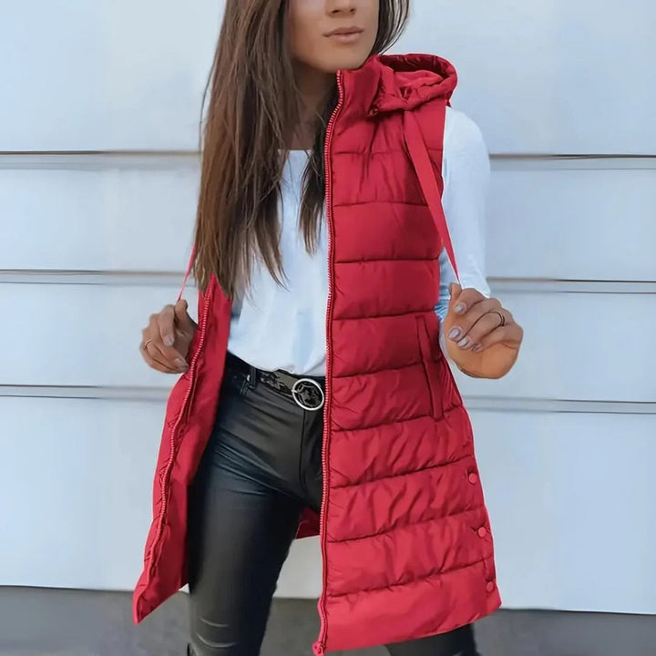 Madison | Women's Long Hooded Sleeveless Puffer Vest Lightweight Layering Gilet