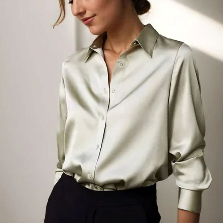 Grace | Women's Long Sleeve Button-Down Loose Satin Blouses
